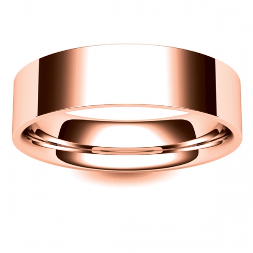 Flat Court Very Heavy -  6mm (FCH6-R) Rose Gold Wedding Ring
